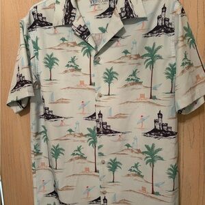 Men's Tropical Print Shirt - Cream